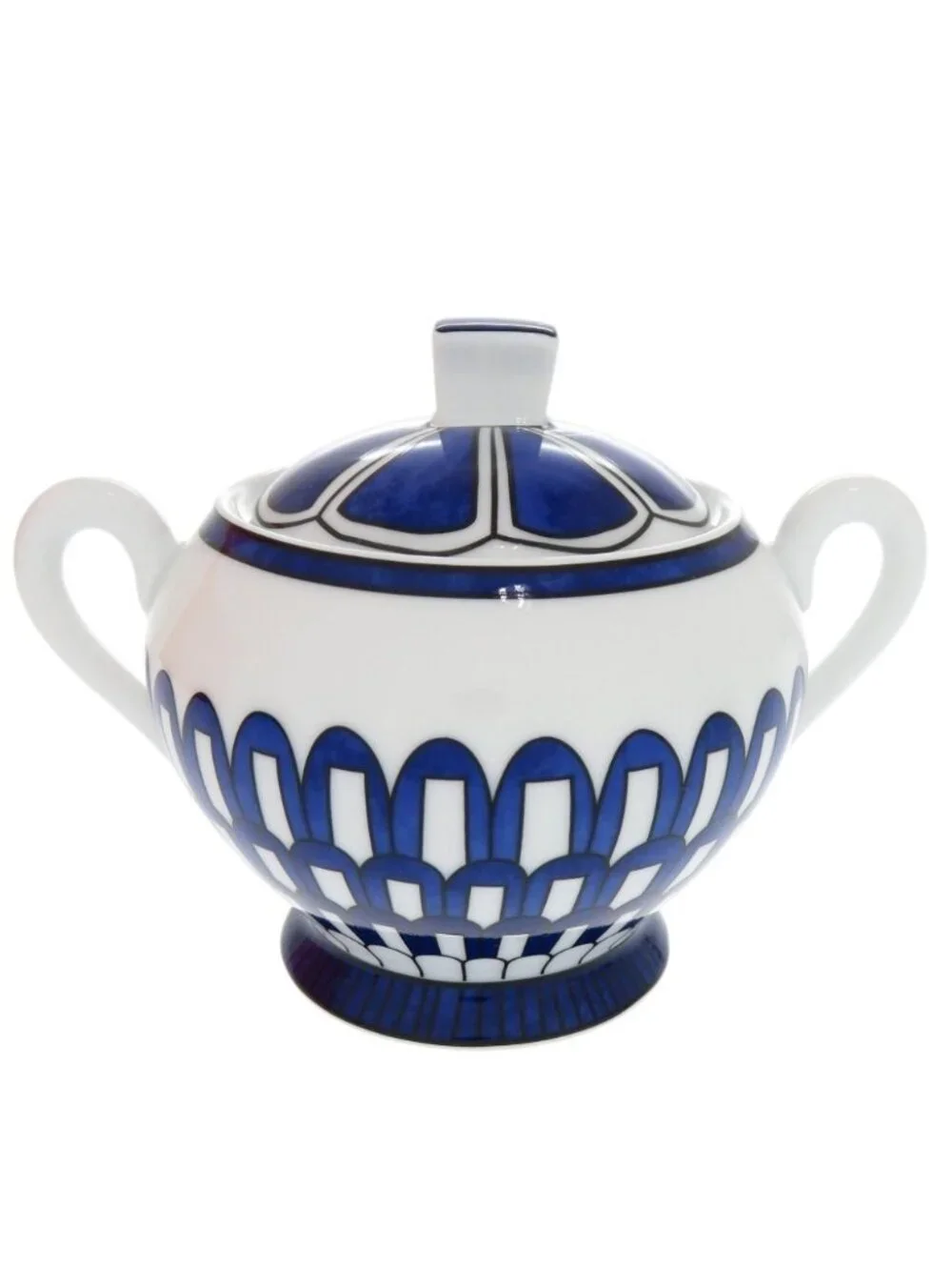 Hermes Bleus D'ailleurs Blue Daieur Porcelain White Sugar Bowl